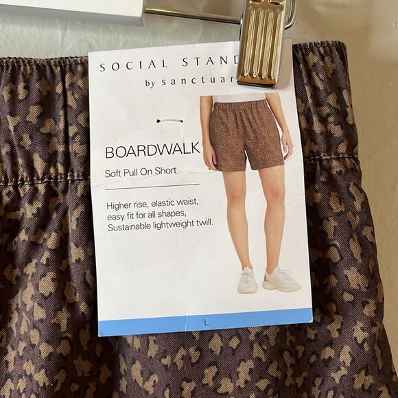 Social Standard by Sanctuary leopard print boardwalk shorts elastic waist SZ L - Picture 5 of 7